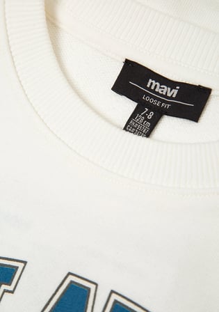 Mavi 6S10218-70057 Mavi Logo Baskılı Ekru Sweatshirt