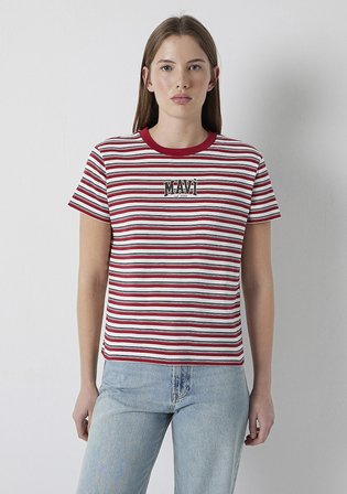 Mavi Logo Baskılı Kırmızı Tişört 1614397-91112