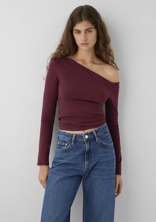 Omuz Detaylı Bordo Top 1614391-70393