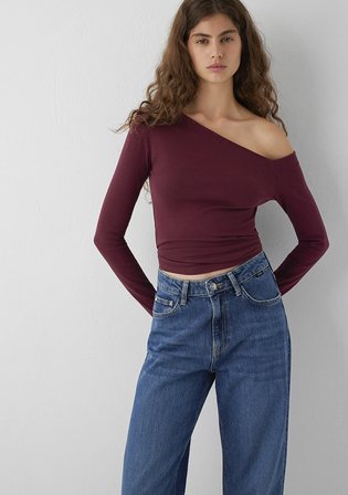 Omuz Detaylı Bordo Top 1614391-70393