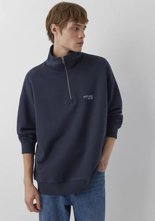 Mavi Logo Baskılı Yarı Fermuarlı Lacivert Sweatshirt 0S10678-70490