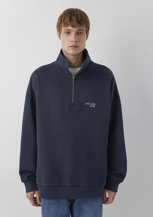 Mavi Logo Baskılı Yarı Fermuarlı Lacivert Sweatshirt 0S10678-70490