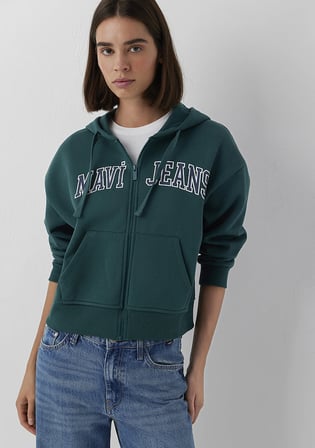 Kapüşonlu Yeşil Sweatshirt 1S10587-87831