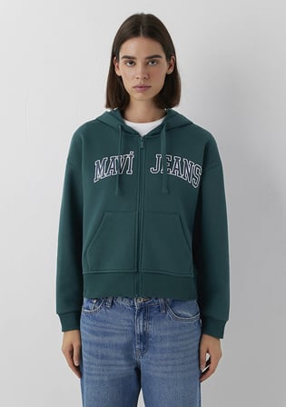 Kapüşonlu Yeşil Sweatshirt 1S10587-87831