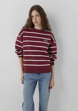 Mavi Logo Çizgili Bordo Sweatshirt 1S10456-91774