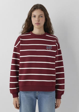 Mavi Logo Çizgili Bordo Sweatshirt 1S10456-91774