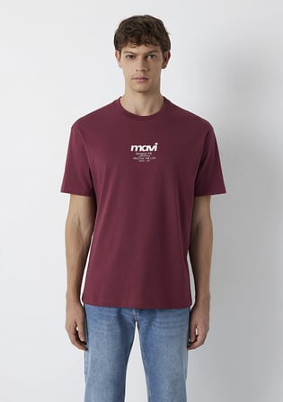 Mavi Logo Baskılı Bordo Tişört 0613673-30214