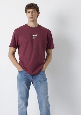 Mavi Logo Baskılı Bordo Tişört 0613673-30214