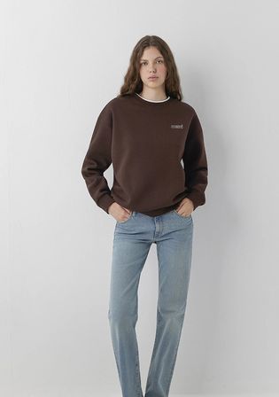 Mavi Logo Baskılı Kahverengi Sweatshirt 1611656-90704