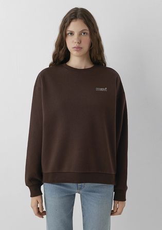 Mavi Logo Baskılı Kahverengi Sweatshirt 1611656-90704