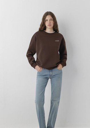 Mavi Logo Baskılı Kahverengi Sweatshirt 1611656-90704