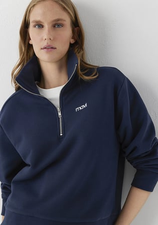 Mavi Mini Logo Yarı Fermuarlı Lacivert Sweatshirt 1S10564-32184