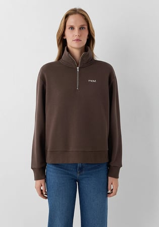 Mavi Mini Logo Yarı Fermuarlı Kahverengi Sweatshirt 1S10564-71603