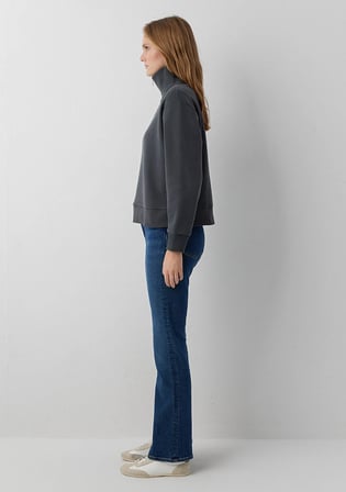 Mavi Mini Logo Yarı Fermuarlı Gri Sweatshirt 1S10564-91268