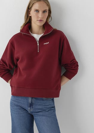 Mavi Mini Logo Yarı Fermuarlı Kırmızı Sweatshirt 1S10564-85347