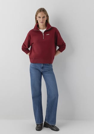 Mavi Mini Logo Yarı Fermuarlı Kırmızı Sweatshirt 1S10564-85347