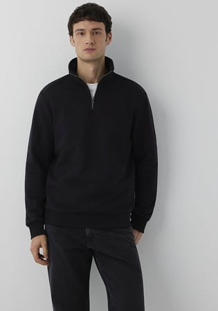 Yarı Fermuarlı Siyah Sweatshirt 0S20027-900