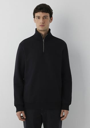 Yarı Fermuarlı Siyah Sweatshirt 0S20027-900