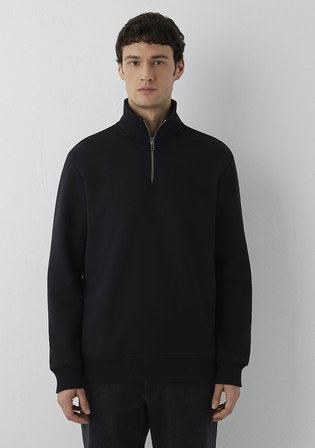 Yarı Fermuarlı Siyah Sweatshirt 0S20027-900