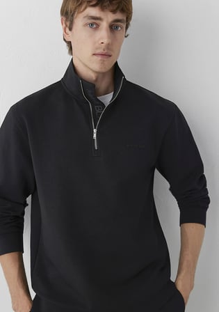 Yarı Fermuarlı Siyah Sweatshirt 0S20094-900