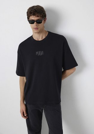 Mavi Logo Baskılı Siyah Tişört 0613581-900
