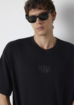 Mavi Logo Baskılı Siyah Tişört 0613581-900