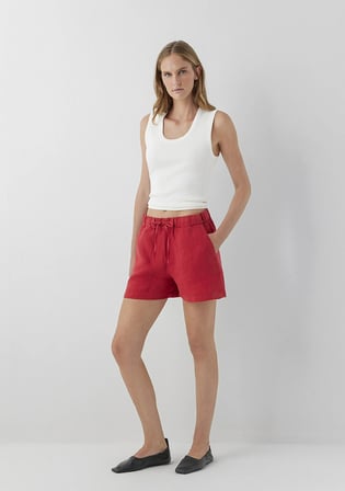 Bordo Keten Şort 1420393-90965