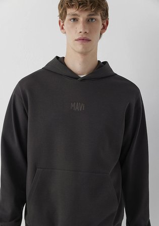 Mavi Logo Baskılı Kapüşonlu Kahverengi Sweatshirt 0S10680-90892
