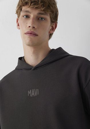 Mavi Logo Baskılı Kapüşonlu Kahverengi Sweatshirt 0S10680-90892