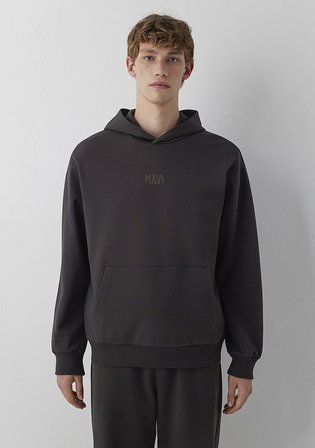 Mavi Logo Baskılı Kapüşonlu Kahverengi Sweatshirt 0S10680-90892