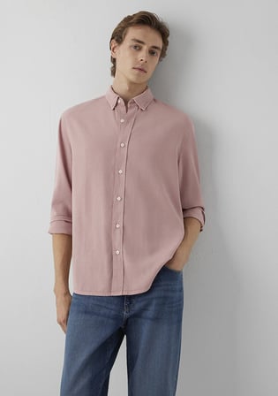 Keten (Tencel™) Lyocell Karışımlı Pembe Gömlek 0211482-70948