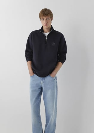 Mavi Logo Yarı Fermuarlı Siyah Sweatshirt 0S20112-900