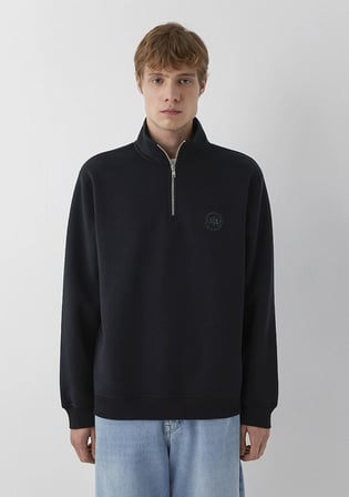 Mavi Logo Yarı Fermuarlı Siyah Sweatshirt 0S20112-900