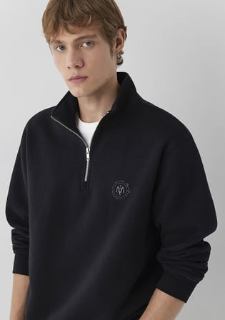 Mavi Logo Yarı Fermuarlı Siyah Sweatshirt 0S20112-900