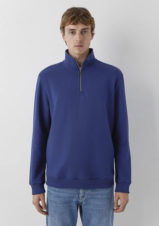 Yarı Fermuarlı Lacivert Basic Sweatshirt 0S20027-70491