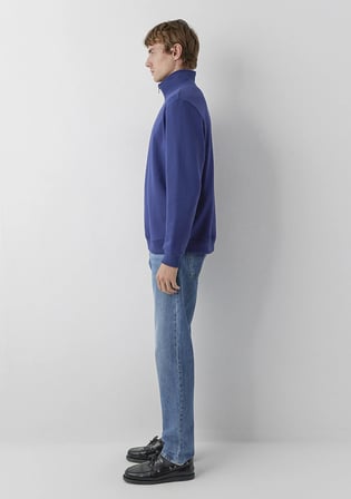 Yarı Fermuarlı Lacivert Basic Sweatshirt 0S20027-70491