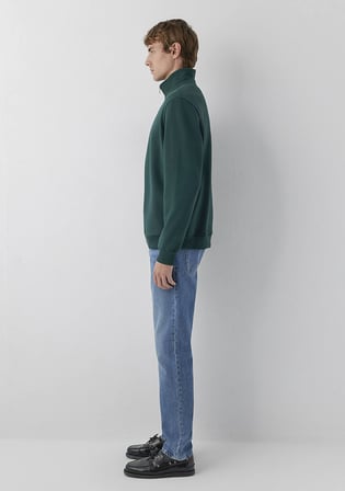 Yarı Fermuarlı Yeşil Basic Sweatshirt 0S20027-85173