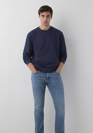 Bisiklet Yaka Lacivert Basic Sweatshirt 0S10457-70497