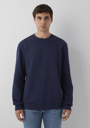 Bisiklet Yaka Lacivert Basic Sweatshirt 0S10457-70497