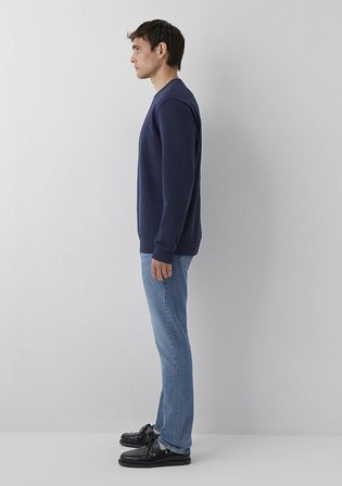 Bisiklet Yaka Lacivert Basic Sweatshirt 0S10457-70497