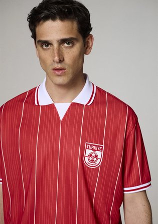 Team Mavi Futbol Koleksiyonu Türkiye Baskılı Kırmızı Erkek Forma Tişört 0620242-70477