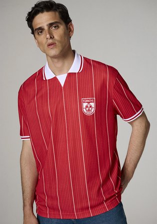 Team Mavi Futbol Koleksiyonu Türkiye Baskılı Kırmızı Erkek Forma Tişört 0620242-70477