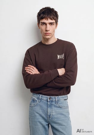 Mavi Logo Kahverengi Sweatshirt 0S10659-70219