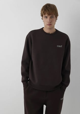 Mavi Logo Baskılı Kahverengi Sweatshirt 0S10379-88083