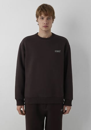 Mavi Logo Baskılı Kahverengi Sweatshirt 0S10379-88083