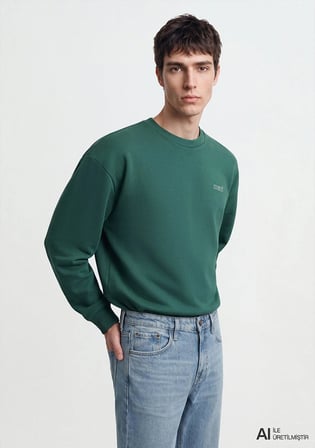 Mavi Logo Baskılı Yeşil Sweatshirt 0S10379-71874