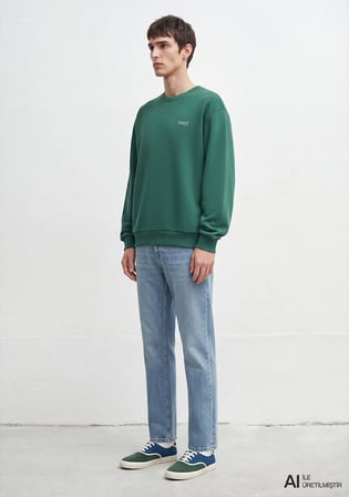 Mavi Logo Baskılı Yeşil Sweatshirt 0S10379-71874