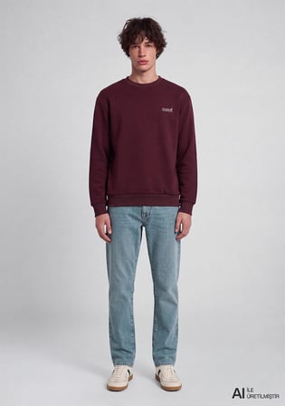 Mavi Logo Baskılı Bordo Sweatshirt 0S10379-70434