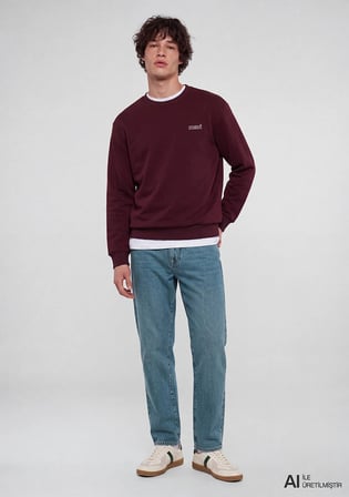 Mavi Logo Baskılı Bordo Sweatshirt 0S10379-70434