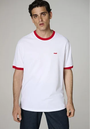 Team Mavi Futbol Koleksiyonu Mavi Logo Baskılı Biye Detaylı Beyaz Tişört 0620246-620